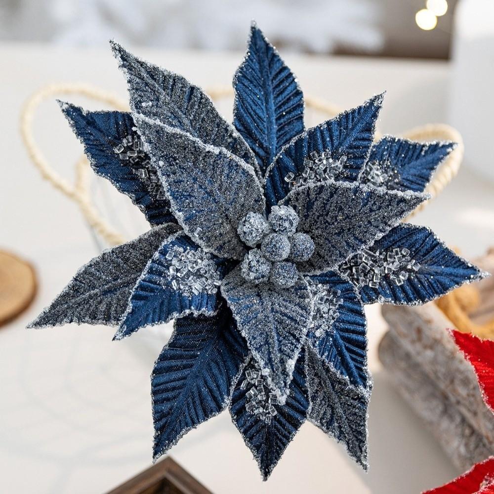 Faux Velvet Artificial Xmas Flower Large Size High-grade Festive Glitter Flower Vibrant Colors Merry Christmas Christmas Flower