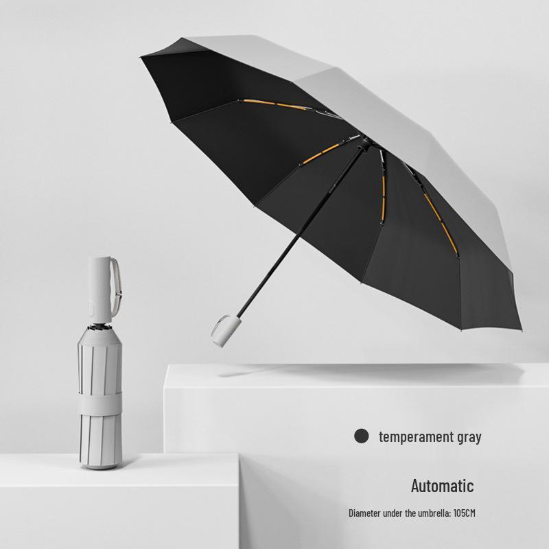 Three-Fold 20-Rib Black Glue Automatic Windproof Sun and Rain Umbrella for Customization