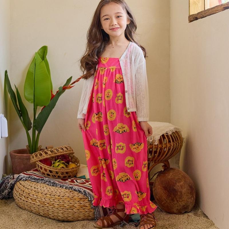 [lilypuri] Summer Cardigan Jumpsuit Top And Bottom  Dark Pink 