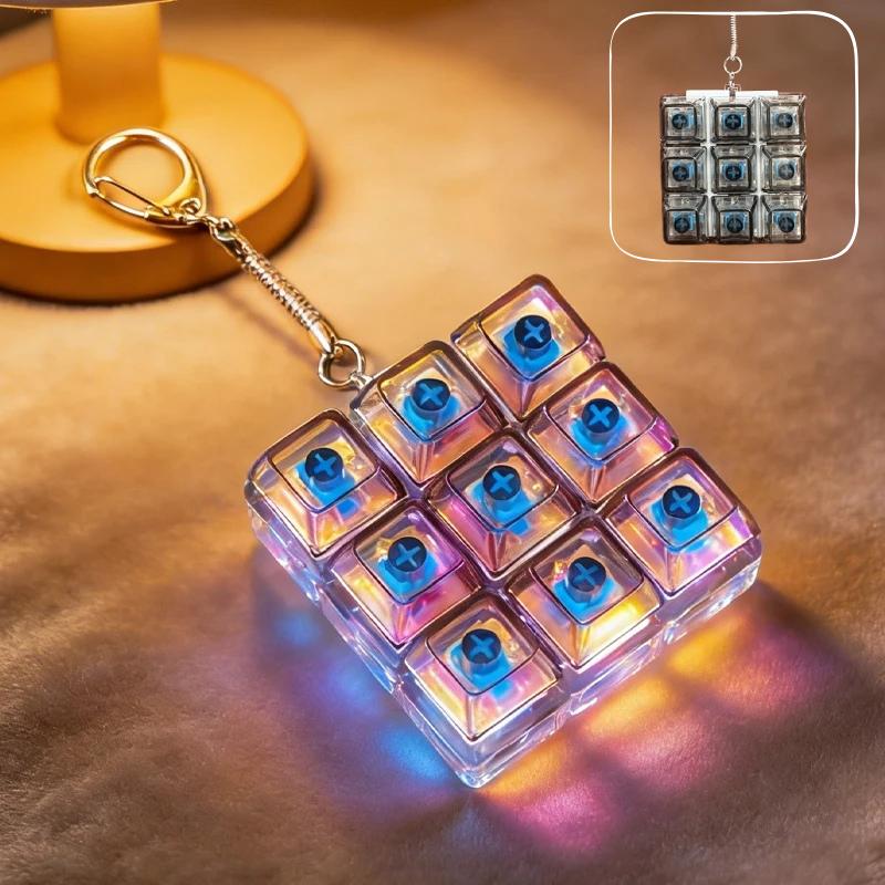 @Hot Selling Original Multi-Style Light Up Keycap Keychain Stress Relief Click Fidget Toy Portable Desk Accessory For All People