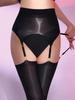 Collants Sexy pour Femmes 2 en 1 Brillant à l'Huile Transparent Transparent Creux Yoga Amincissants Collants Entrejambe Ouvert Bas avec Porte-Jarretelles Amovible