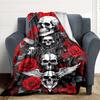 1pc Skull Roses Blanket, Lightweight Flannel Throw For Sofa, Bed, Travel, Camping, Livingroom, Office, Couch, Chair, And Bed,