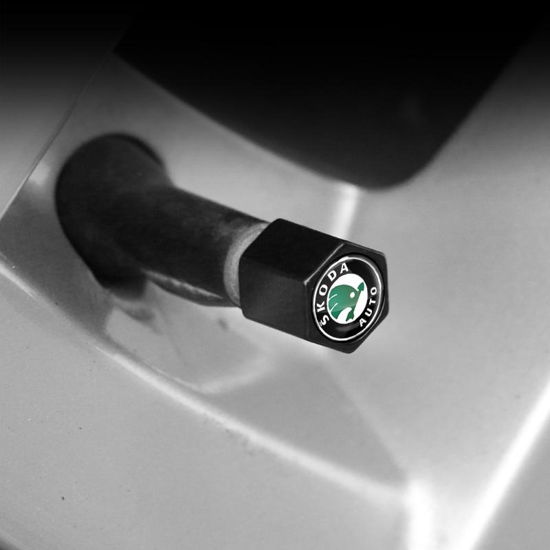 Brelok z logo samochodu i kapslem na wentyl opony, akcesoria samochodowe dla Skoda Octavia Rapid Kodiaq Karoq Fabia Kamiq Superb Derivative Vision A5 A7