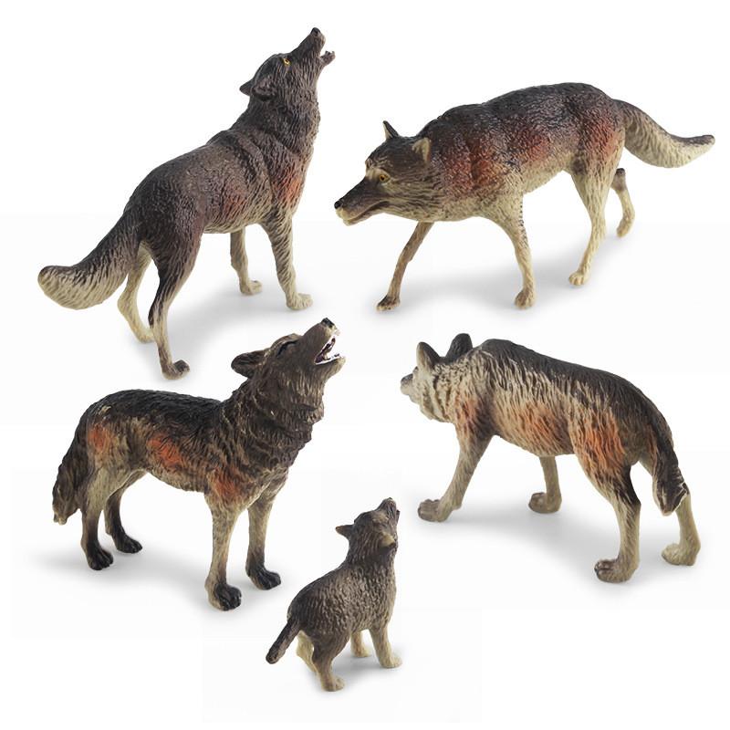 Realistisches PVC-Waldwolf-Modell für Kinder, Lernspielzeug mit Heul- und Jagd-Design