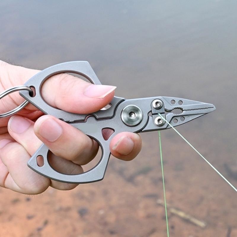 Braided Fishing Line Cutter Rings Openers with Lanyard Fishing Pliers Multifunctional Fishing Tackle Stainless Pliers