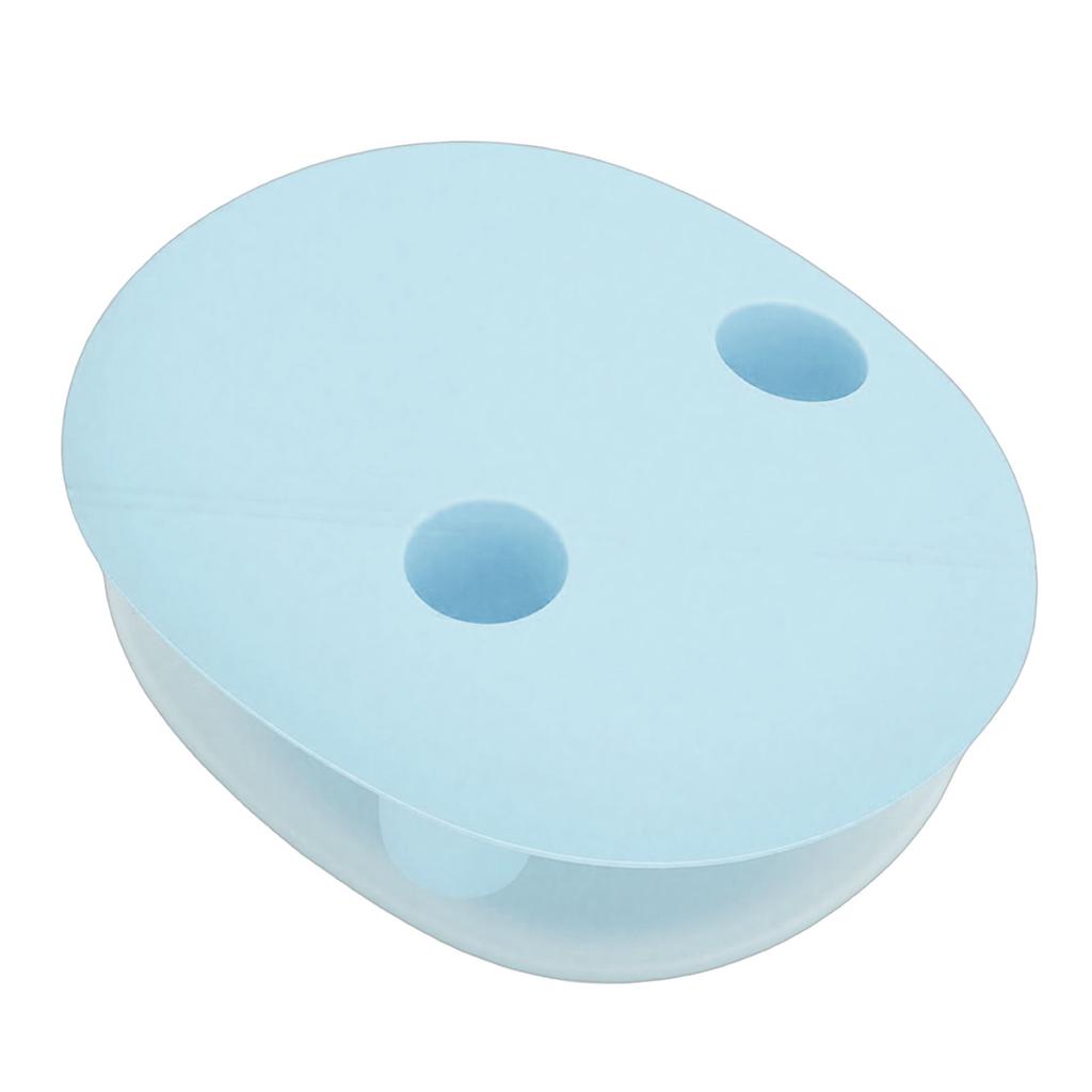 2 In 1 No Mess Snack Container Leak Proof Food Storage Snack Box with Finger Lid Keep Hands Clean Blue