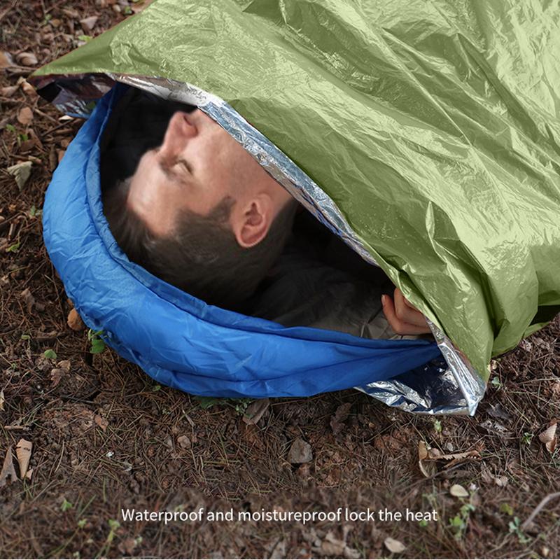 Emergency Sleeping Bag Waterproof PE aluminum film Thermal Blankets Lightweight Survival Sleep Bag Keep Warm for Camping Hiking