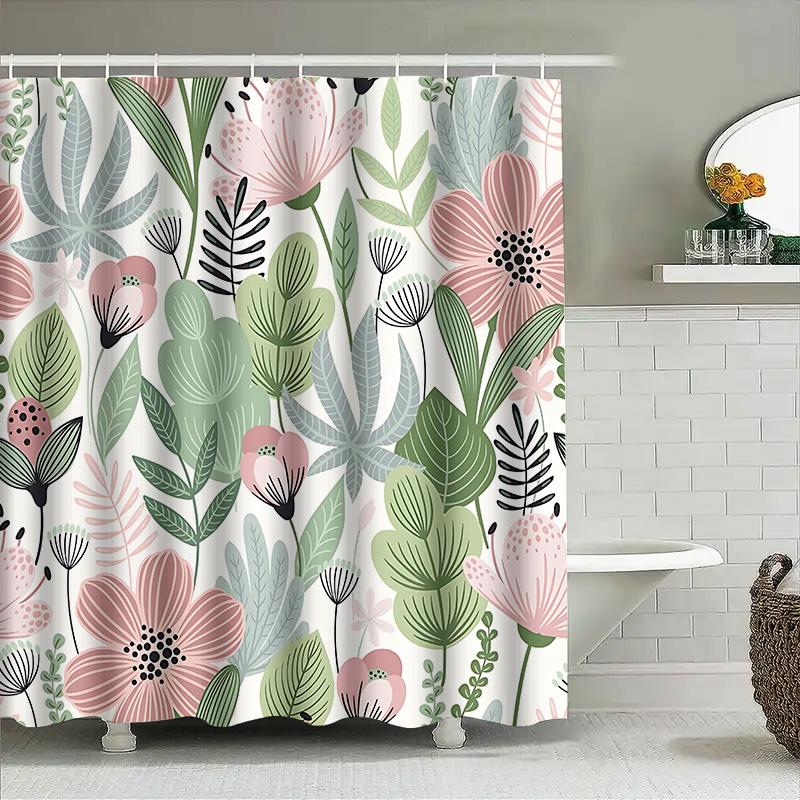 Elegant Floral Pattern Waterproof Shower Curtain Bathroom Decor Ideal For Updating Bathroom Style Effortlessly Elevate Space