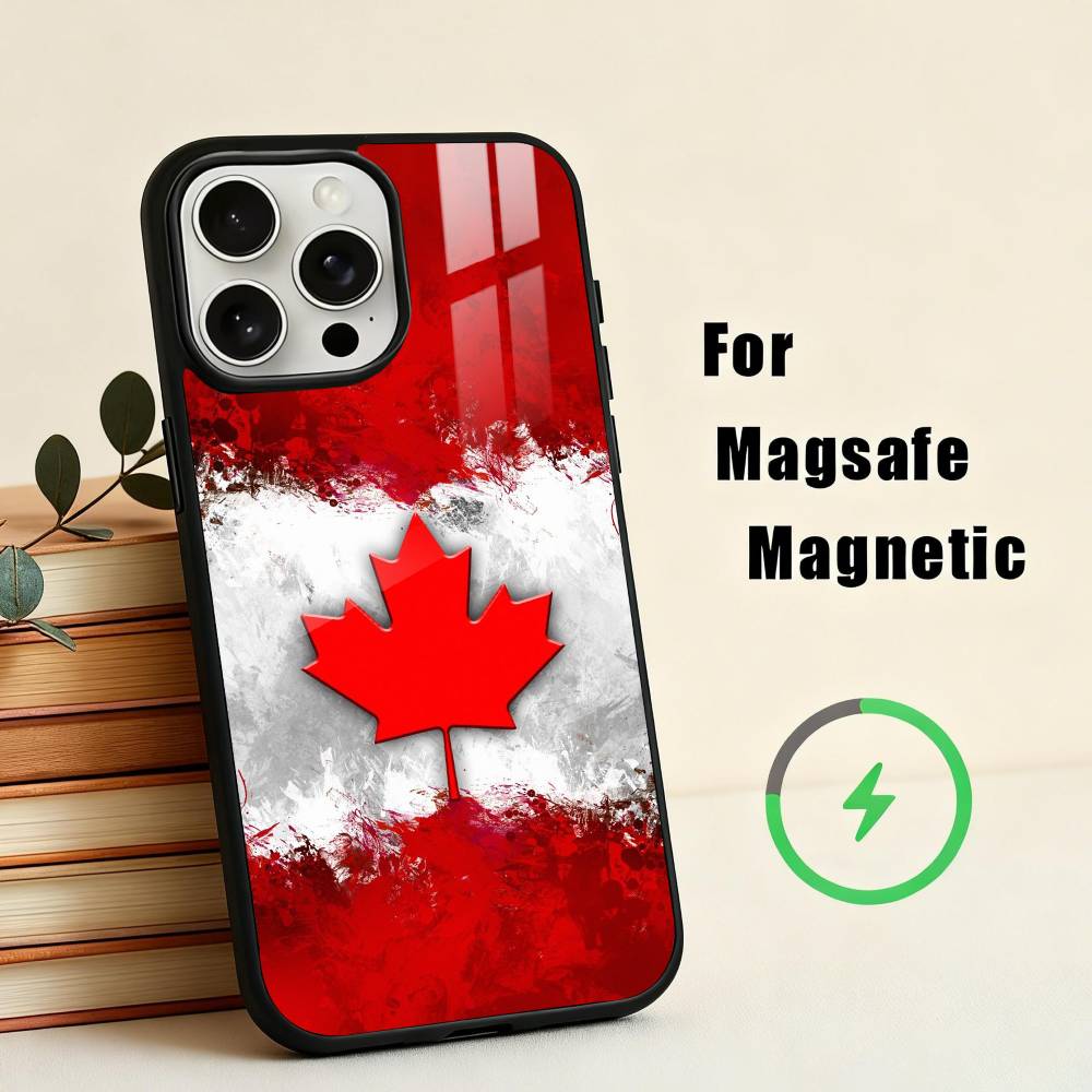 

Обои с флагом Канады Чехол для телефона Для iPhone 17,16,15,14,13,12,Plus,Pro,Max Для Magsafe Магнитная Беспроводная Зарядка iPhone12PROMAX