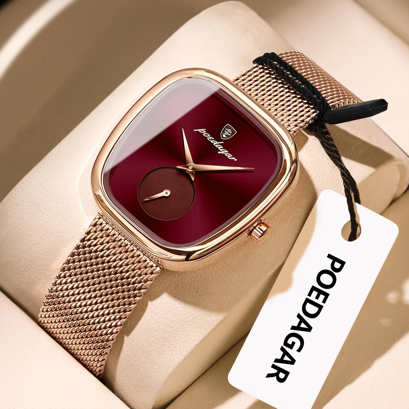 

POEDAGAR Luxury Brand Woman Watch Waterproof Stainless Steel Mesh Watches Fashion Elegant Quartz Ladies Wristwatch красный/розового золота