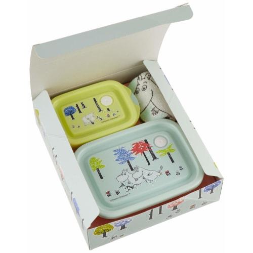 Skater Food Container & Wet Towel Gift Set (1000 yen) Moomin Forest Made in Japan SET937
