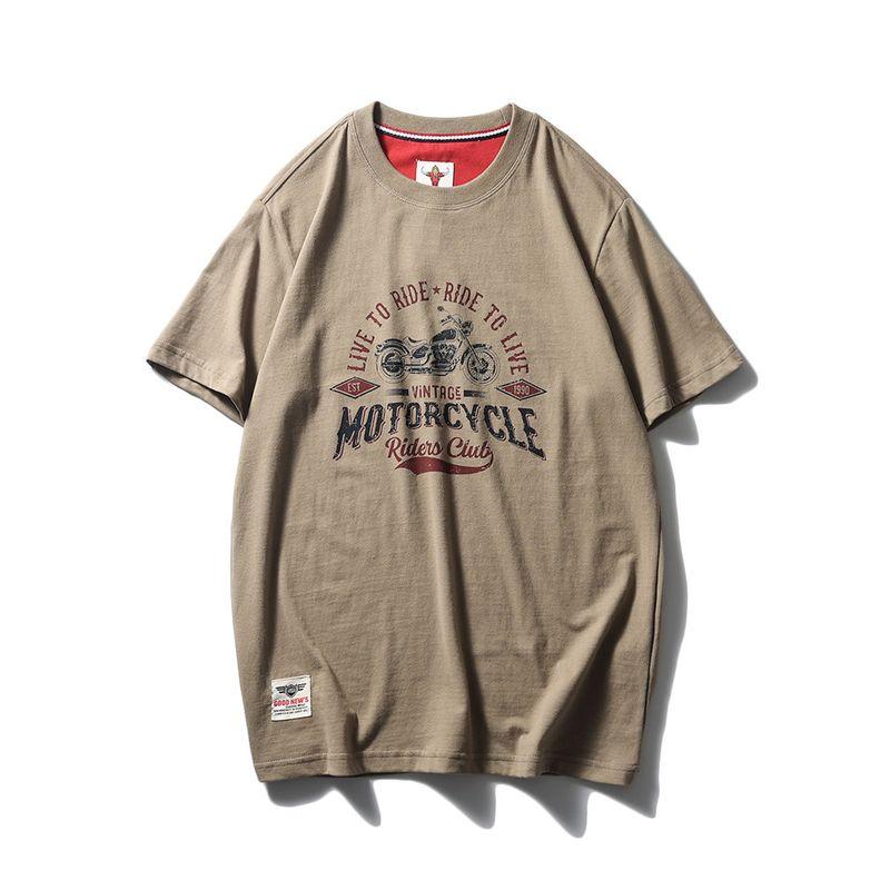 Retro Short Sleeve Base Shirt Export Cattle Goods Cotton Motorcycle