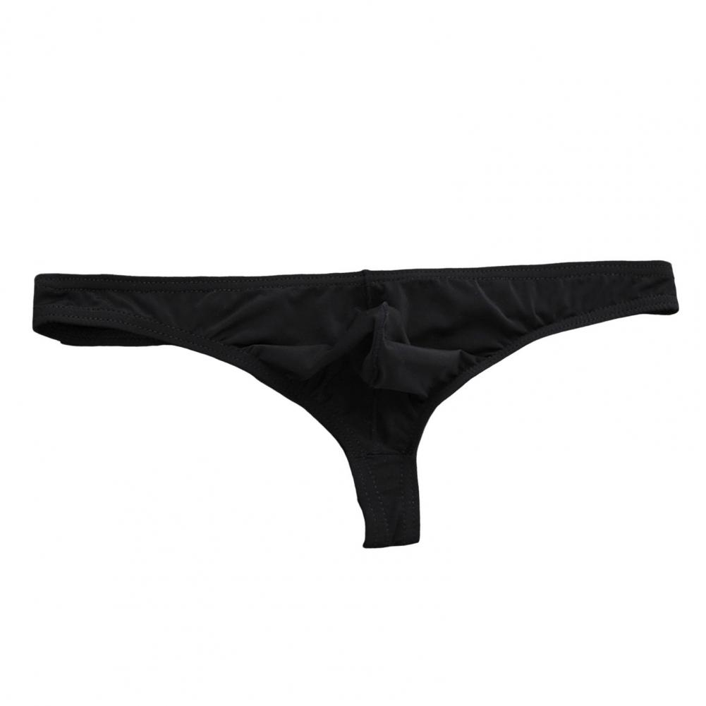 Men Sexy Thong Low-rise U-Convex Solid Color Briefs Elastic Waistband Slim Fit Solid Color Ice Silk Underwear Daily Wear