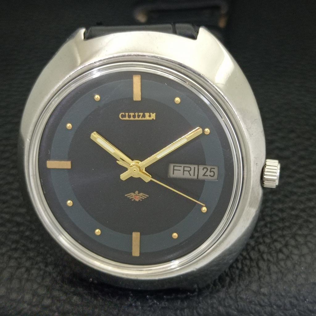 VINTAGE CITIZEN AUTOMATIC 8200 JAPAN MENS BLACK COLOR DIAL WATCH a702741-1 R210-a702741