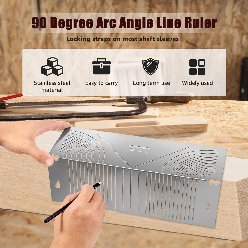 Stainless Steel Adjustable Linear Arc Scriber 90° Precision Flex Angle Arc Marking Tool Rustproof Metalworking Pipe Bend Markers