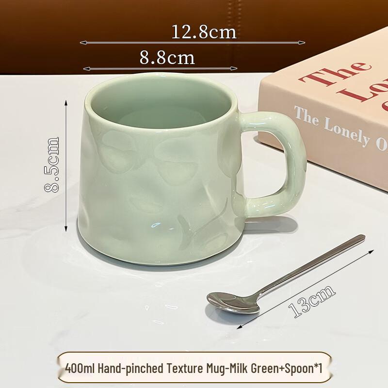 Hand-Pinch Ceramic Mug with Spoon