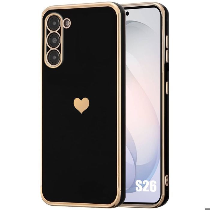 Coque Silicone - BOOLING - pour Samsung Galaxy S26 - Motif Cœur Anti-Rayure Slim Souple - Noir