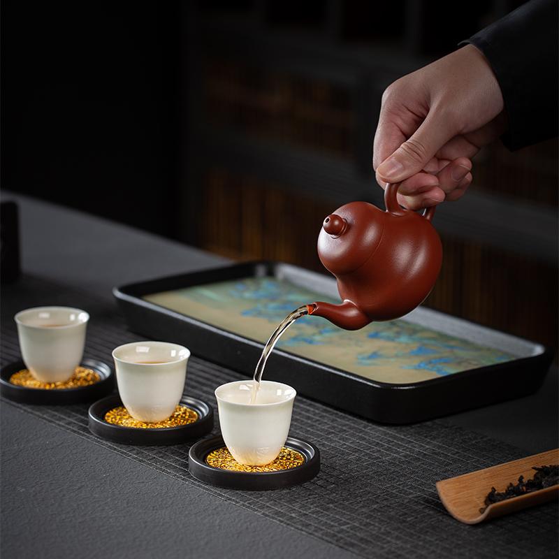 Electric Wood Tea Cup Mat Circular Japanese Retro Zen Tea Ceremony Kung Fu Teacup Holder Desktop Insulation Mat Tea Holder