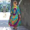 EDOLYNSA Bohemian Badeanzug Cover Up Retro Streifen Selbst Gürtel Frauen Sommer Kleidung Lange Kimono Kleid Beachwear Bikini Cover-ups Q1521