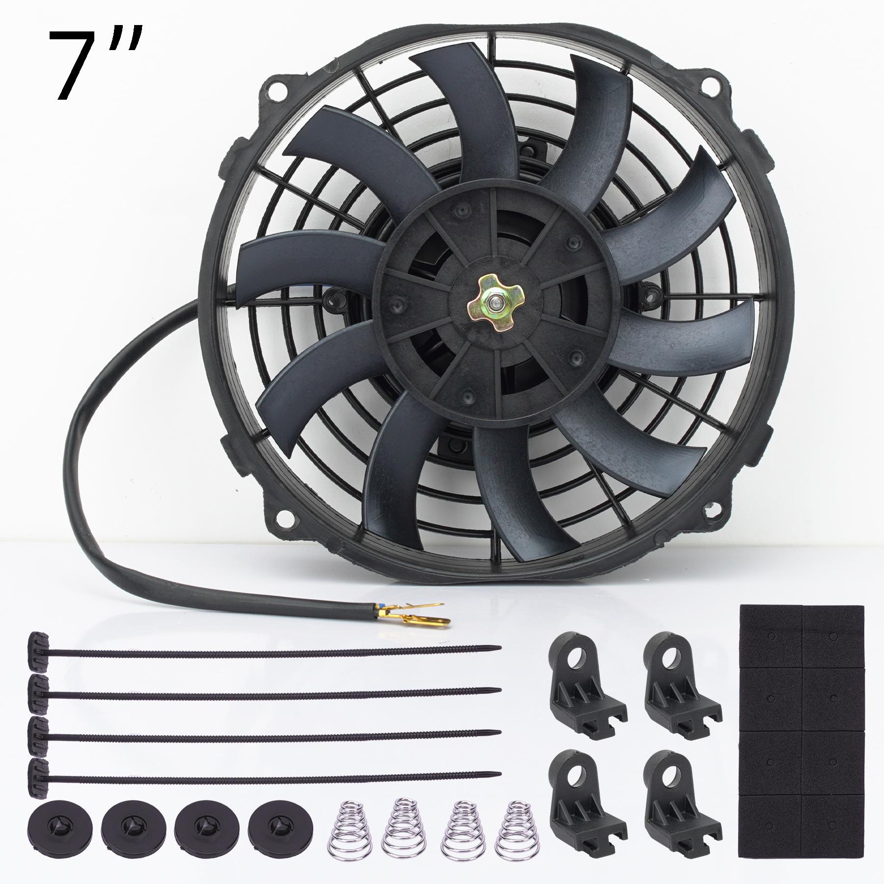Universal 12V 80W/120W 7/10/12/14 Inches Car Air Conditioning Electronic Radiator Cooling Fan Blade Electric Cool Kit 7inch-80W