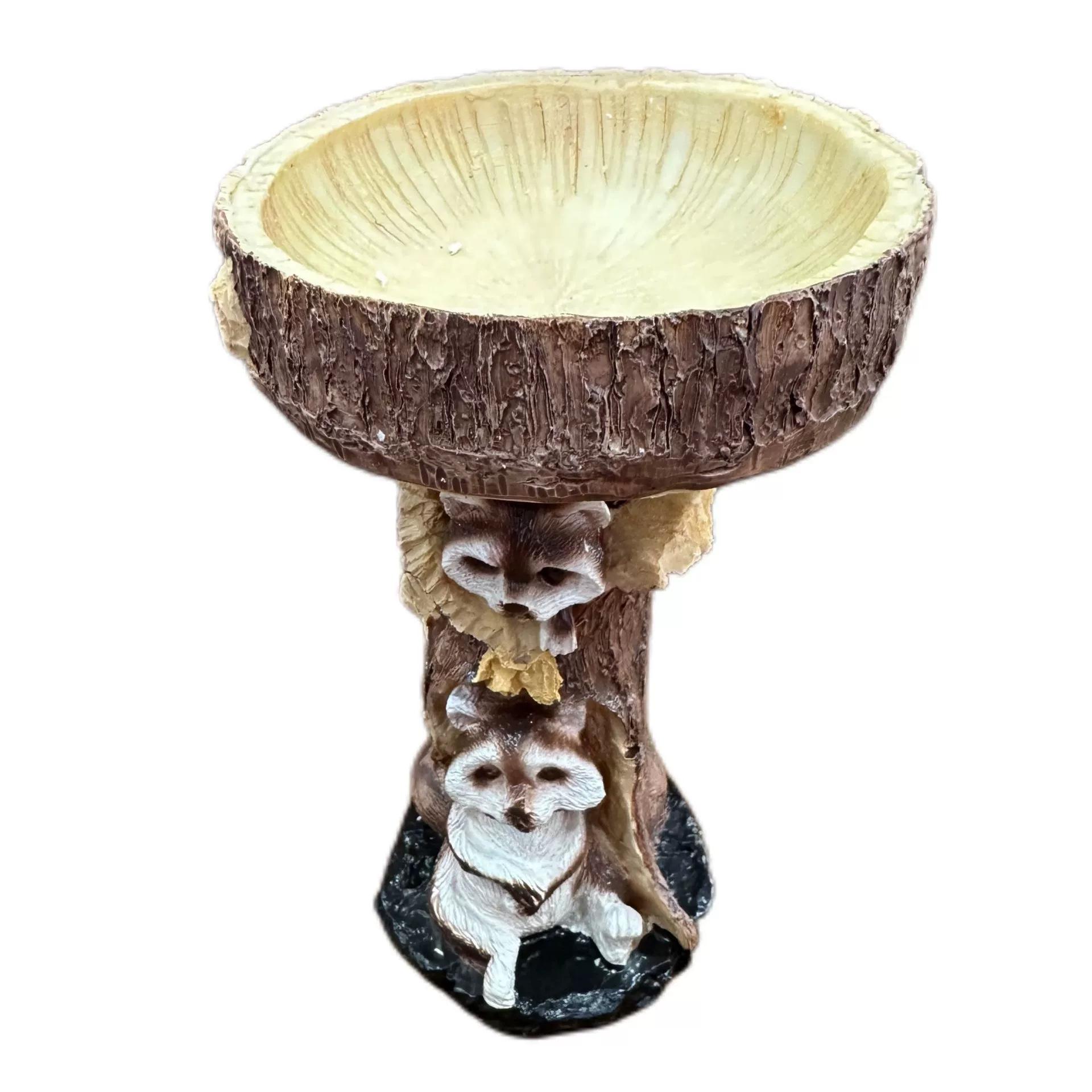 

Handmade Outdoor Resin Bird Feeders: Small Animal Garden Ornaments & Hummingbird Decorations Raccoon Bird Feeder