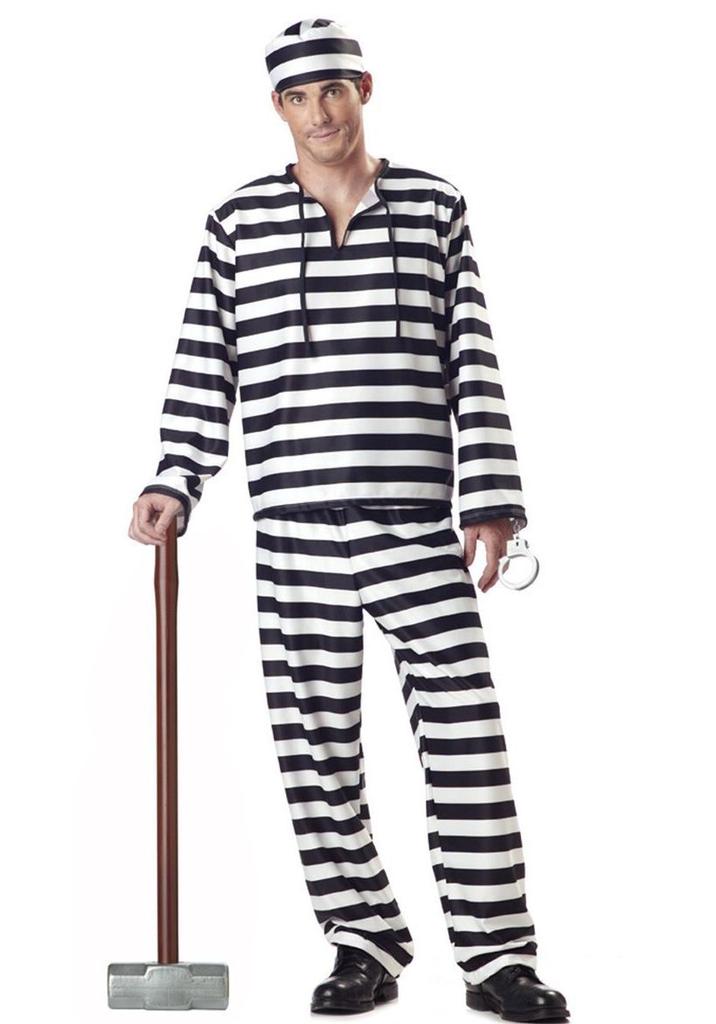 Black and White Striped Prisoner Costumes for Men and Women - Sexy Masquerade Halloween Outfits