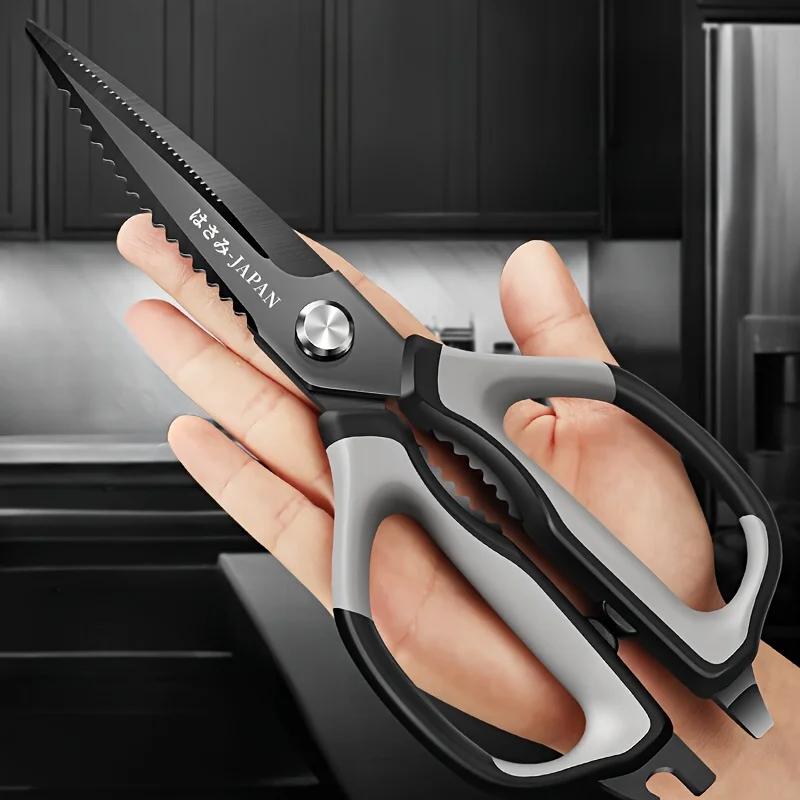 Stainless steel kitchen Scissors Black Titanium Chicken Bones Scissors Bottle Opener, Multifunctional Kitchen Tools