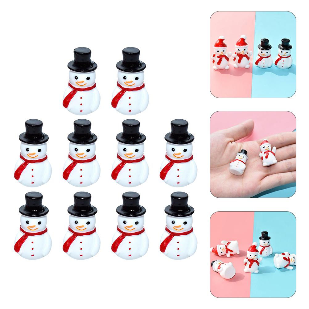 

10 Pcs Mini Snowman Santa Outdoor Christmas Decor Miniature Decorations Ornament Micro Landscape Small 2.8X1.6X1.6CM чёрный