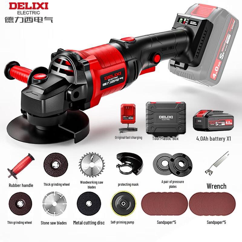 Delixi Electric Brushless Lithium-Ion Angle Grinder CN plug (adapter included)