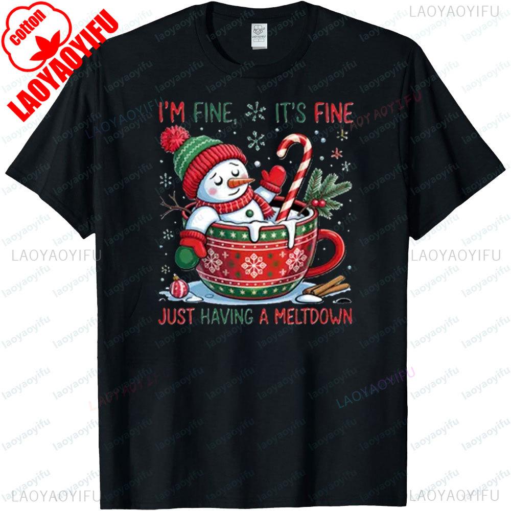 Funny Snowman Meltdown Sweatshirt Winter Hot Cocoa Christmas Tee Casual Festival Costumes Men Women Holiday Printed Tshirt