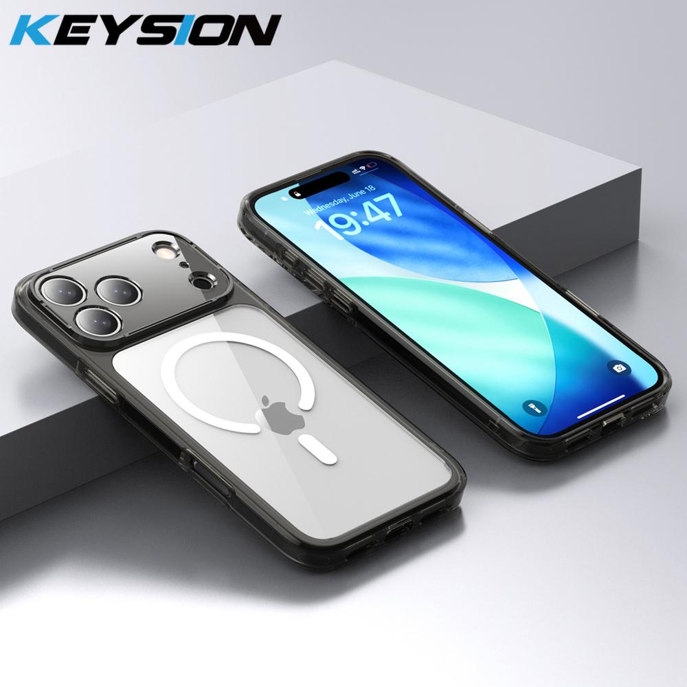 KEYSION Shockproof Transparent Case for MagSafe for iPhone 17 Pro Max Clear TPU+PC Magnetic Wireless Charging Phone Back Cover