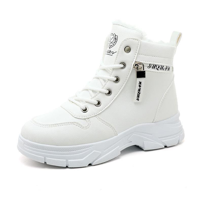 W2573 New Winter Velvet Wedge Heel Warm High Top Thick Sole Side Zipper Student Height Increase Women's Shoes Cotton Shoes