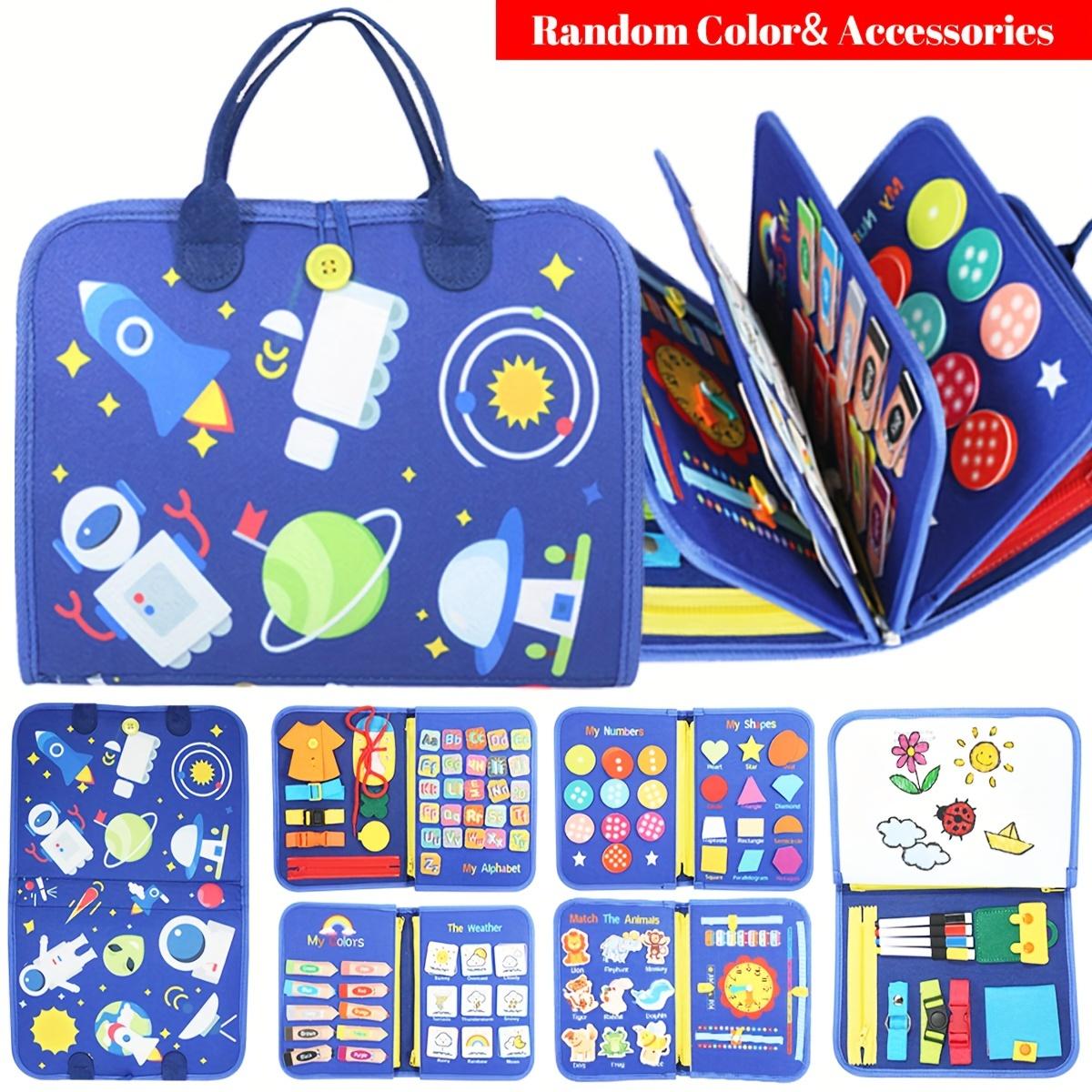 

Развивающая доска для малышей от 0 до 3 лет, 12 в 1, игрушка для развития сенсорных навыков и мелкой моторики, образовательная книга-активность, прочный полиэстер, Blue-10 pages