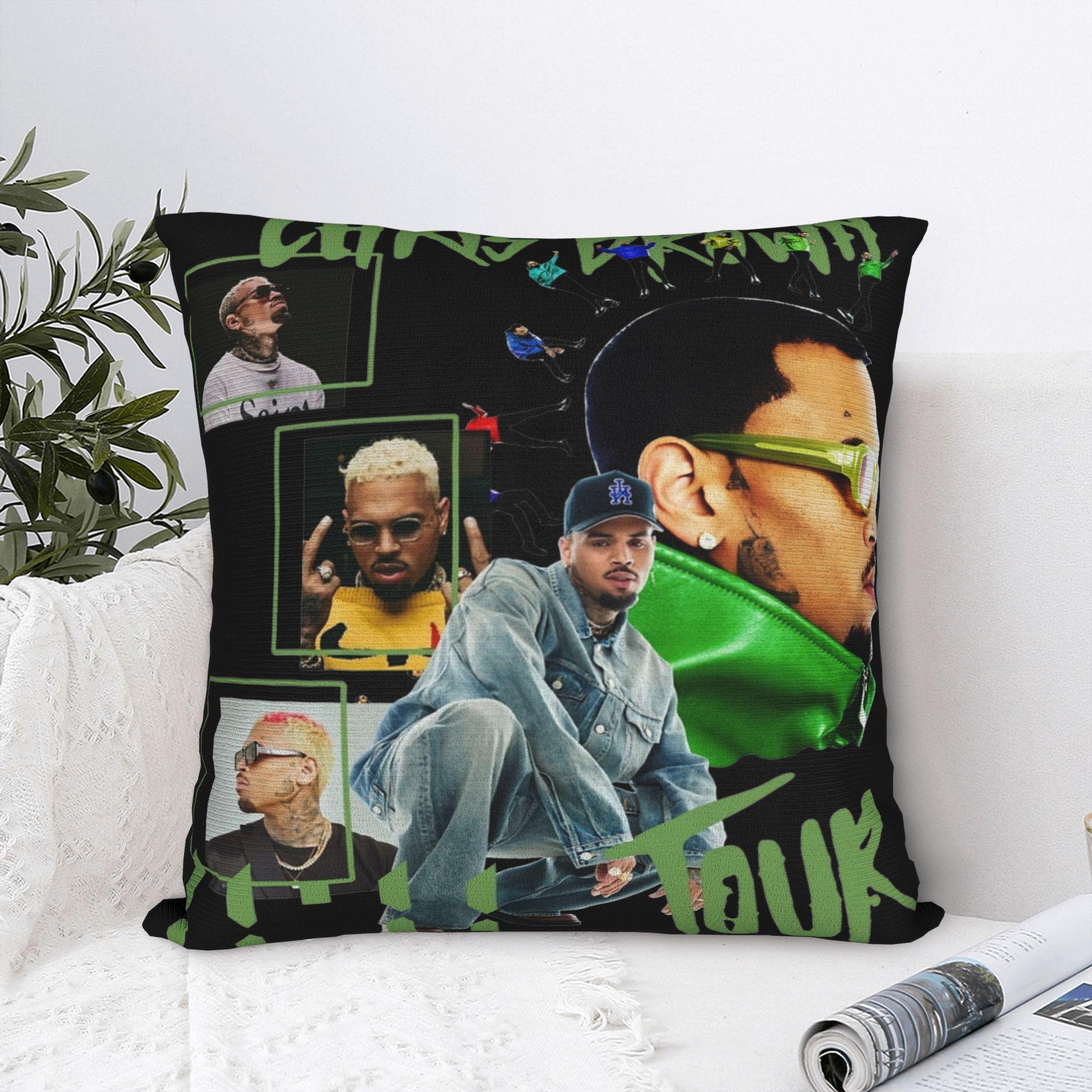 Annier Unisex Brown Pillow Case Chris Breezy Album-Music Rapper Custom Pillow Cover For Sofa Couch Bed Living Room Vintage Pillowcases