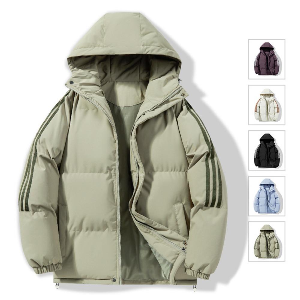 New winter hooded men's cotton clothes thickened warm cotton-padded clothes couple three-stripe fashion casual jacket