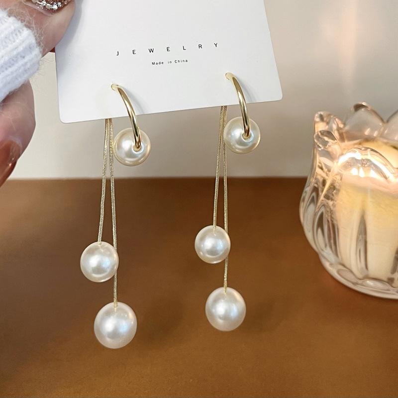 Pearl Long Tassel Personality Light Luxury Temperament High Design Earrings Earrings Women