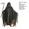 Halloweenský plášť s kapucí pro dospělé Kostým Cosplay Smrtka se kosou Středověký renesanční čarodějnický plášť pro rekvizity do strašidelného domu