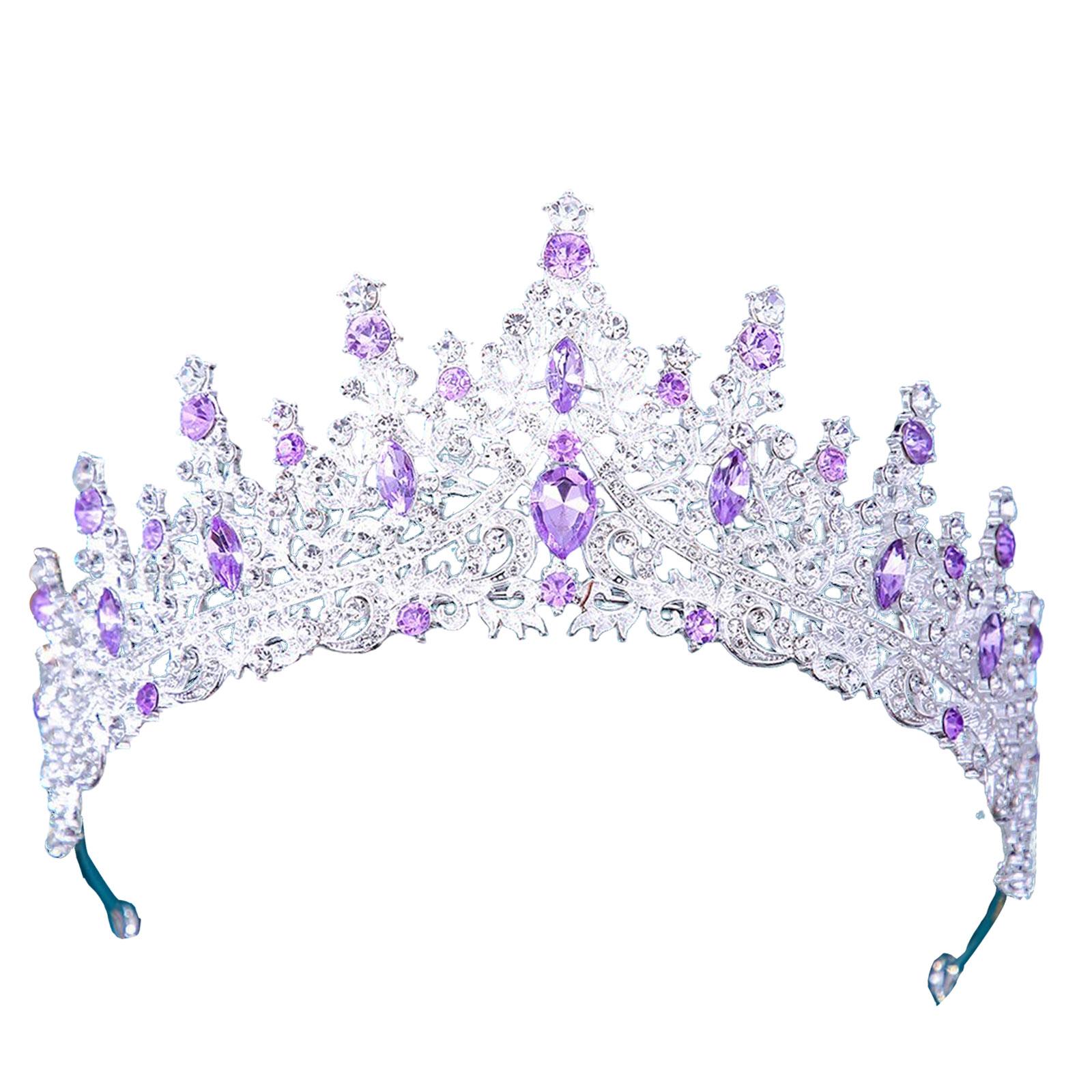 

Shinning Bridal Crown Rhinestone Tiara Headwear Princess Headpieces for Birthday Stage Productions Costume Halloween Festival фиолетовый