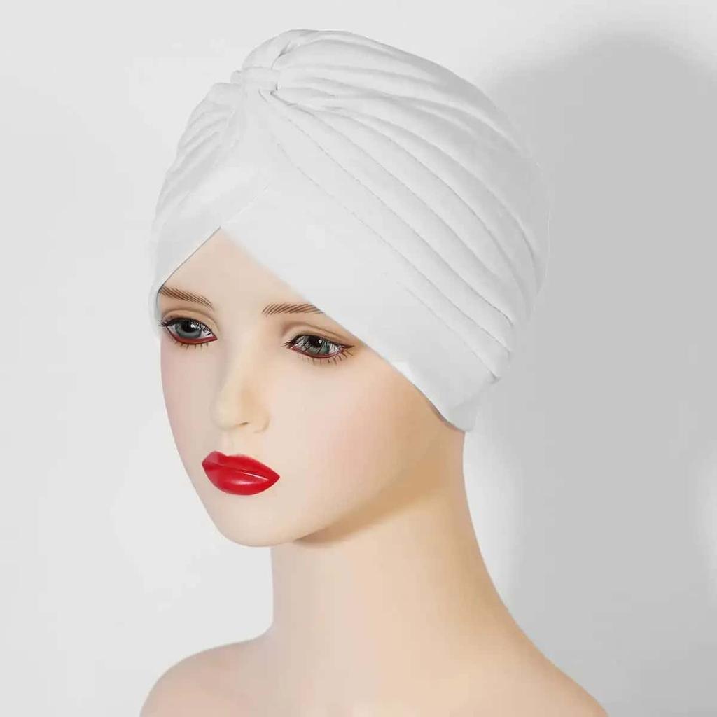 New Women Solid Color Hijab Turban Cancer Beanie Bonnet Inner Hijabs Cap Hair Loss Chemo Hat Elastic Head Cap Muslim Indian Hat
