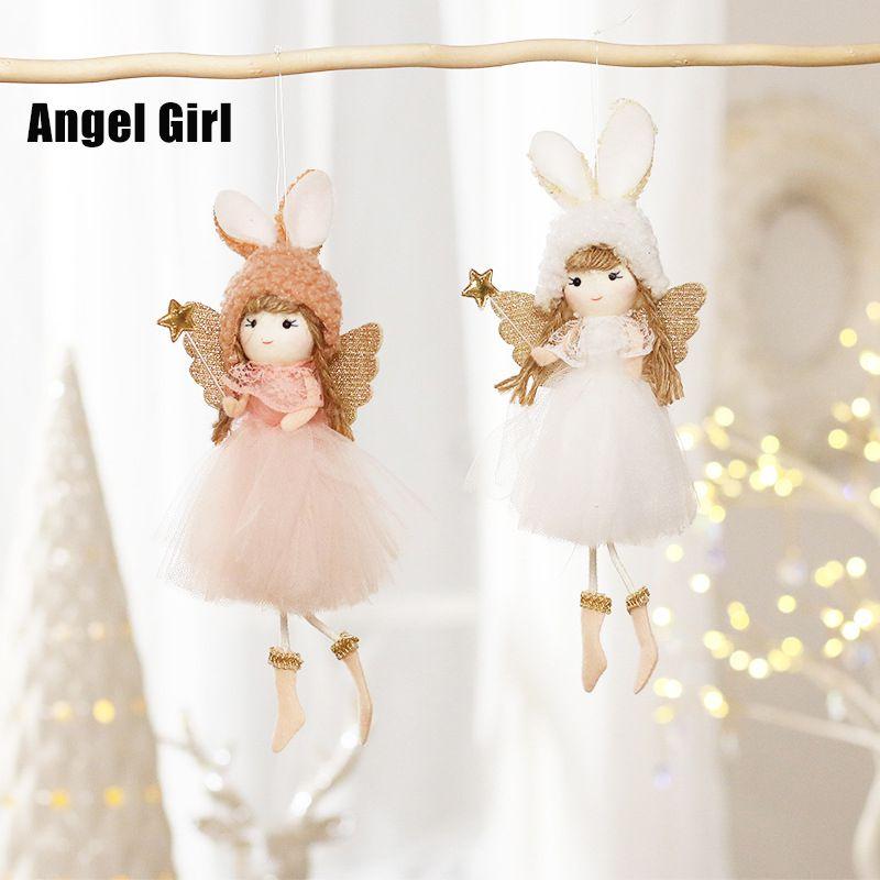 Adorable 7.5in Christmas Angel Plush Doll Pendant For Xmas Tree Decor