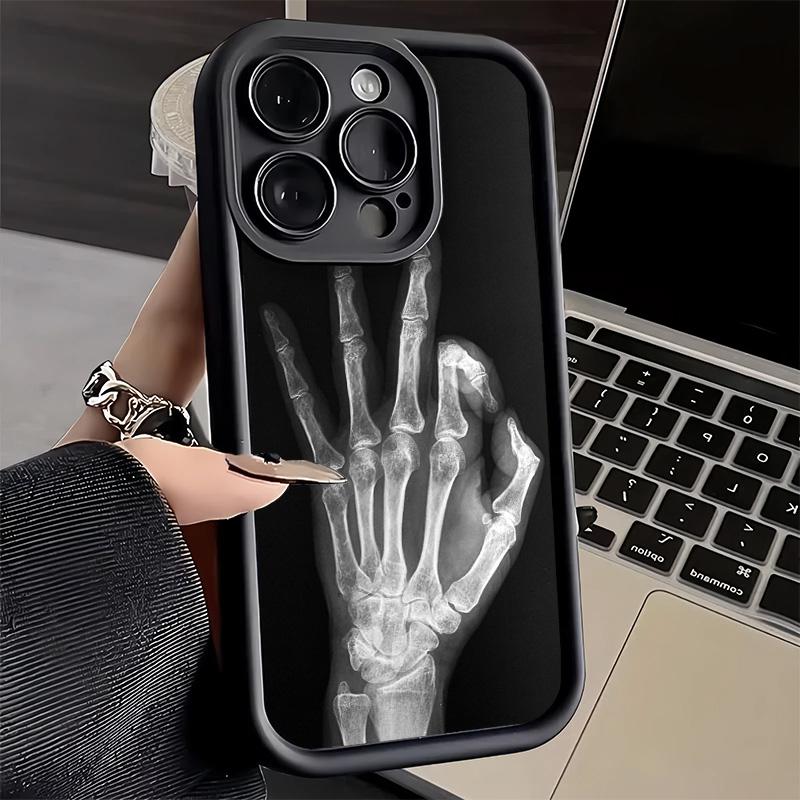 Phone Case for iPhone 17 Air 16E 15 16 Pro Max Funny X-Ray Hand Bones Cover 14 Plus 13 12 Mini Soft Shell Silicone Fundas