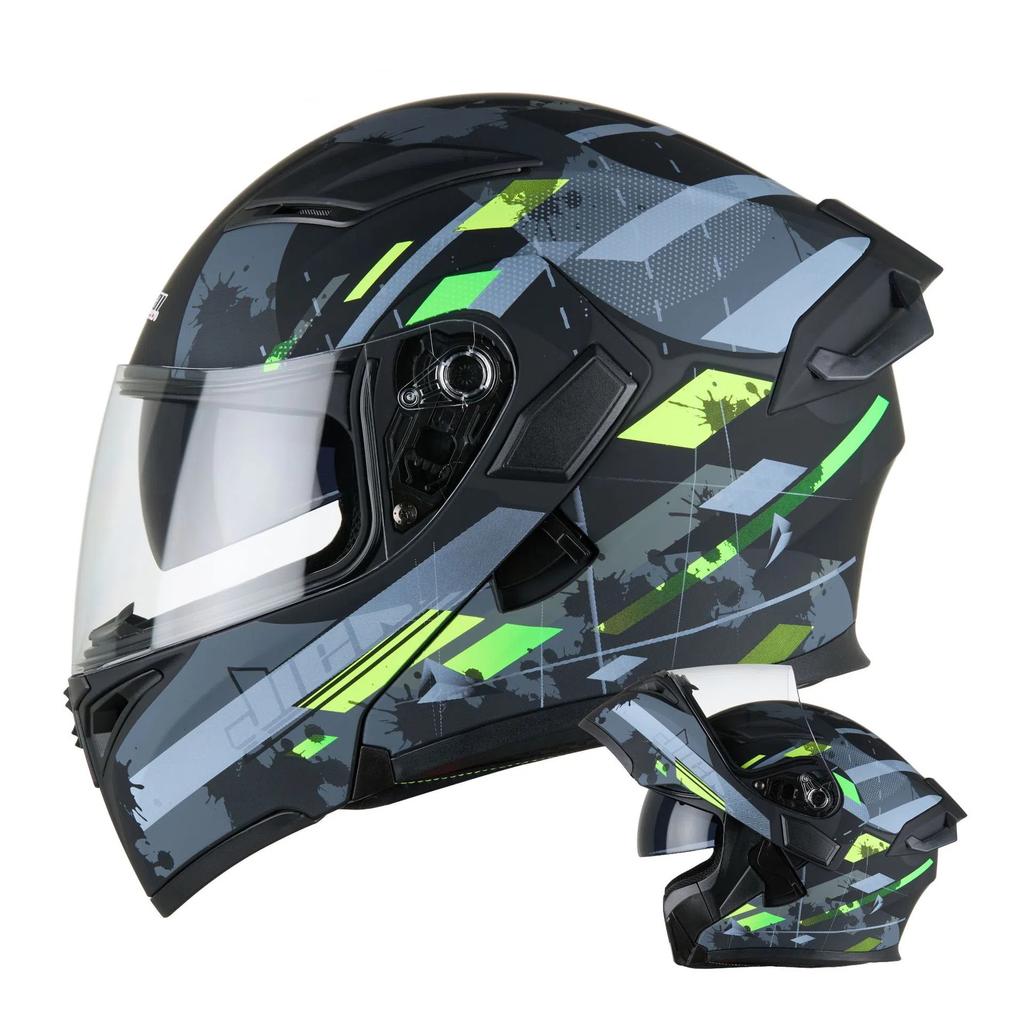 Motorcycle Helmet Unisex Full Face Street Bike Helmet All Season Large Tail Wing Motorcycle Protective Gear