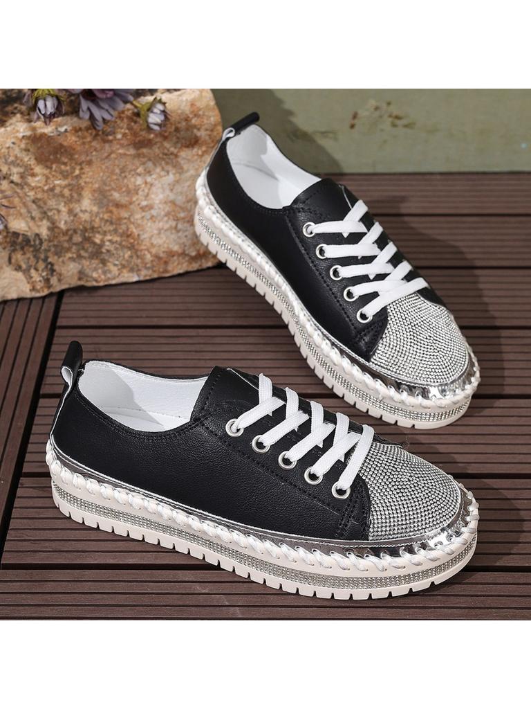 2026 Neue Damen Glänzende Strasssteine Schuhe Vier Jahreszeiten Lässige Sneaker Damen Stilvolle Sportschuhe Schnürschuhe Schuhe