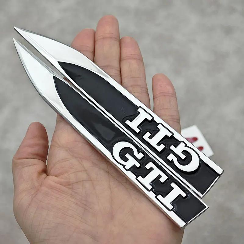 Hot 2Pcs Metal Logo GTI Emblem Sticker Car Fender Side Badge For Volkswagen VW GTI MK4 MK5 Polo BORA Golf 3 4 5 Tiguan Touran Pa YW1
