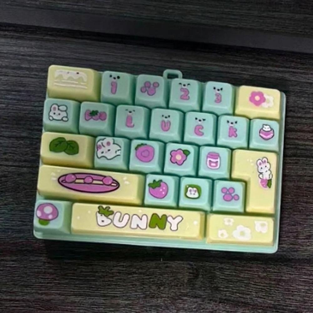 Squeeze Feel Keyboard Fidget Pendant Colorful Fingertip Button Key Ring Student Use