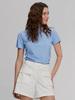 20TH HOLE Women'S Ribbed Tone-On-Tone Embroidered Short Sleeve Collared T-Shirt [Sky]