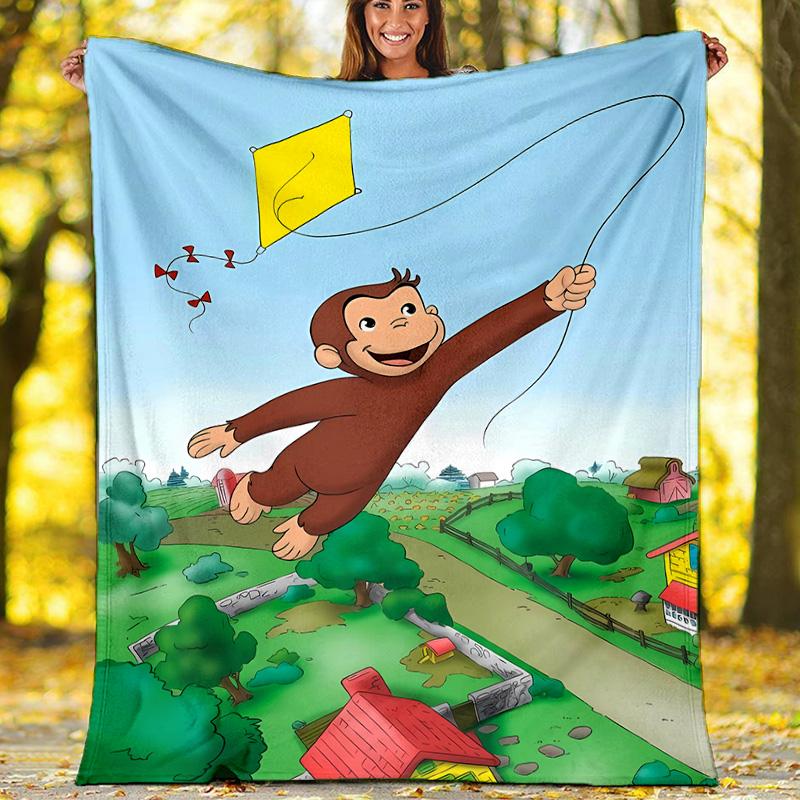 Curious George1 printed throw blanket—lightweight,soft,warm;versatile blanket for all seasons—perfect as &air-conditioning throw,nap blanket