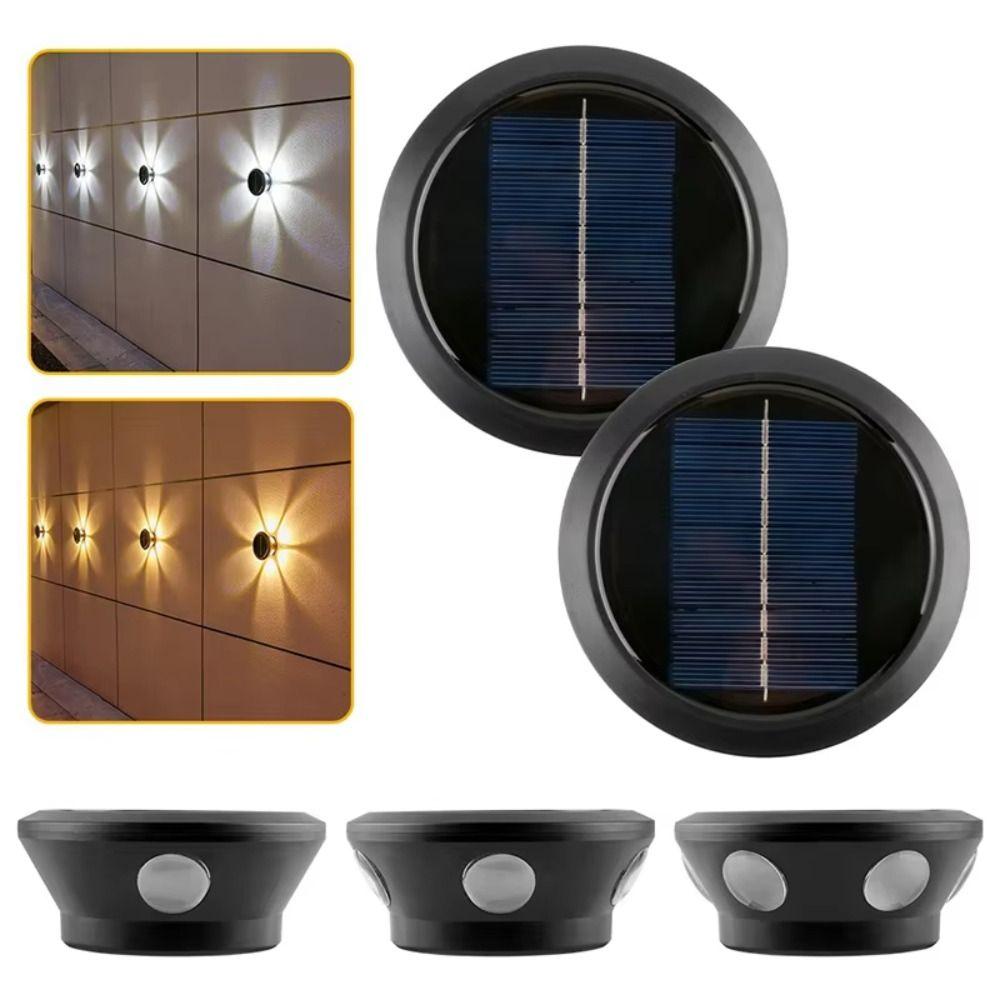 Waterproof Solar Wall Lights Atmosphere Super Bright Courtyard Lights Sunscreen Round LED Wall Wash Light