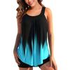 Costume da bagno due pezzi Tankini e Pantaloncini con Stampa Sfumata Nero e Blu da Donna