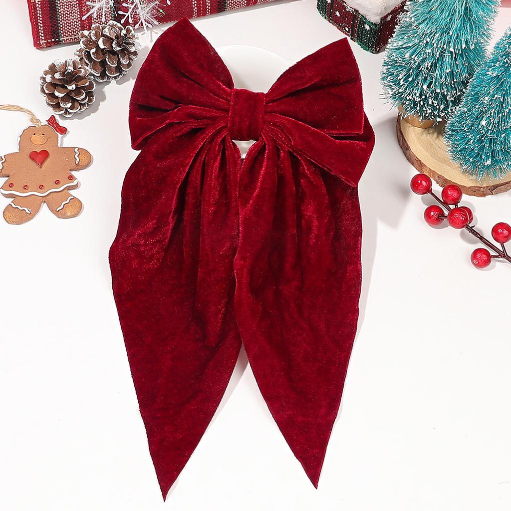 Large Red Satin Hair Bows, Clips, and Barrettes - Hair Accessories for Women, Christmas Gift